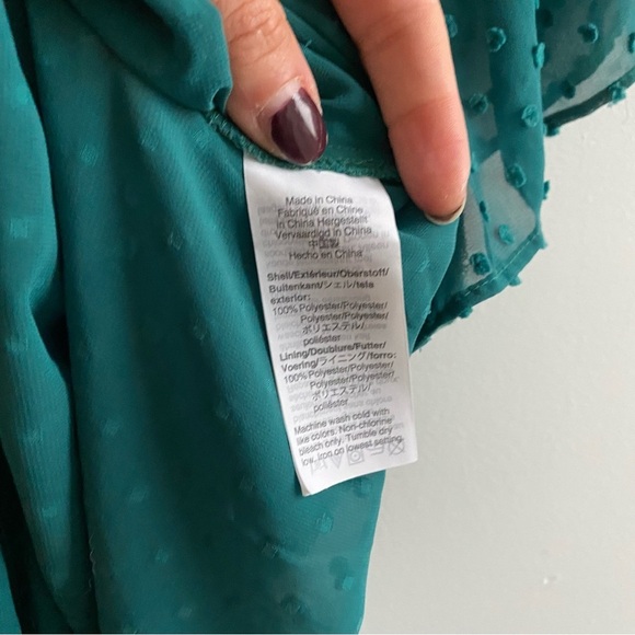 J. Crew Teal Gathered Bib Top in Swiss Dot size Small - Picture 12 of 13